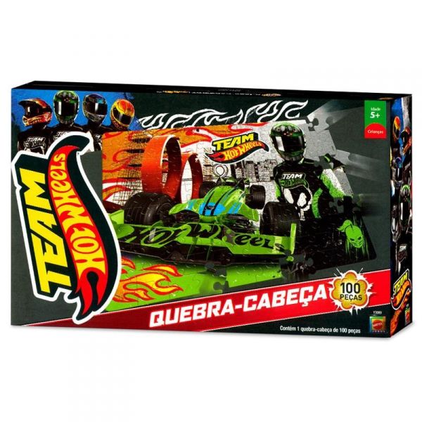 Quebra-cabeça - Team Hot Wheels - Green Racer - 100 Peças